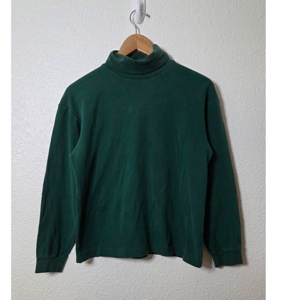Vtg Eddie Bauer Green Turtleneck Minimalist Gorpcore Dark Academia Cotton